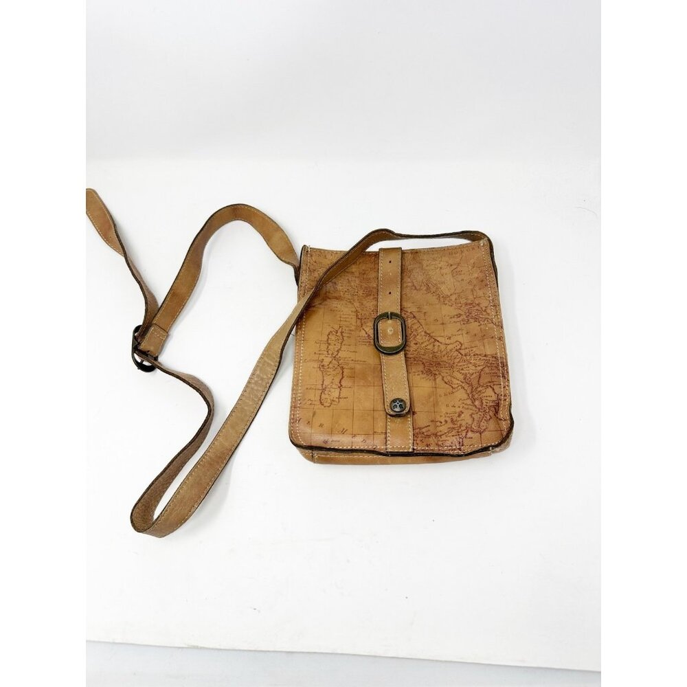 Patricia Nash Venezia Italy Signature Map Print Crossbody Bag Purse Leather